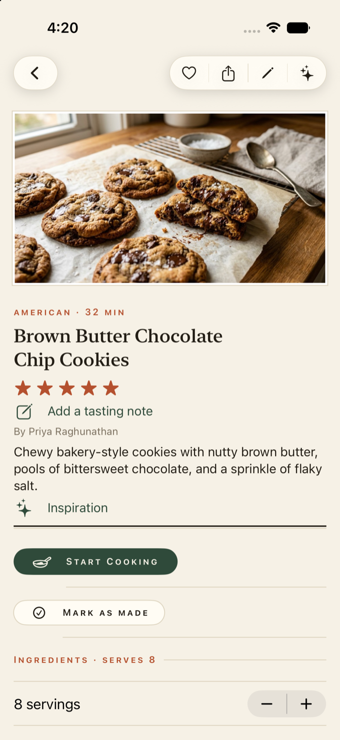 A recipe in Inspo